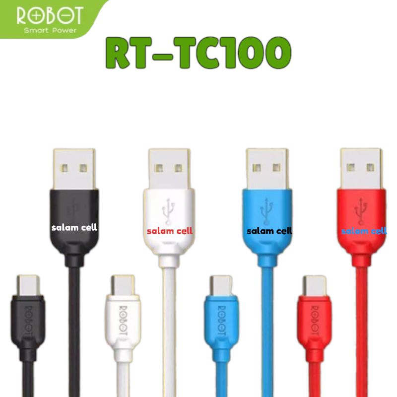 Kabel Data Type-C ROBOT RT-TC100 2,4A Fast Charger Original Garansi