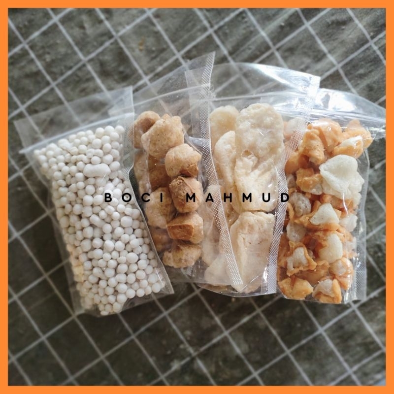 

Paket topping baso aci seblak Cuanki lidah,tahu, siomay mini, Pilus cikur
