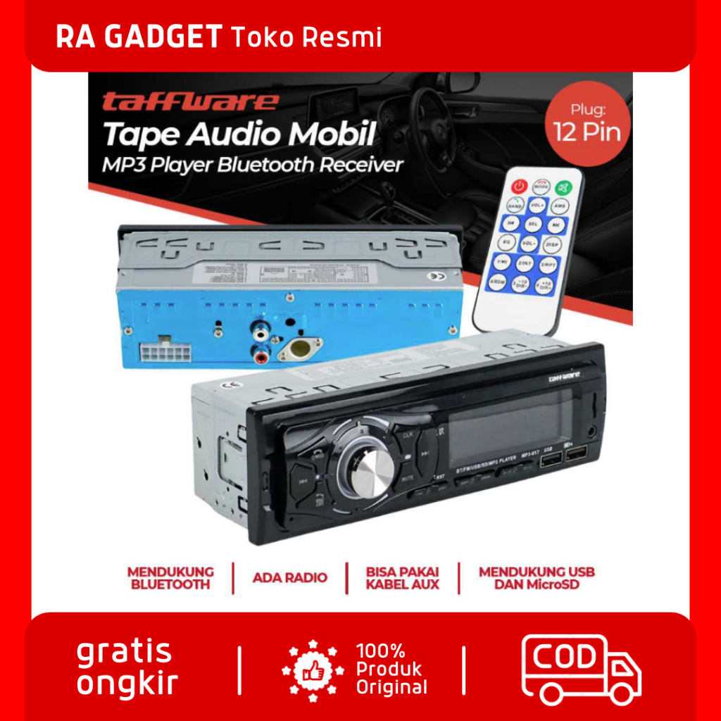 Tape Audio Mobil MP3 Player Bluetooth Receiver 12V / Tape Audio Bluetooth Lcd Multifungsi Mobil Avan