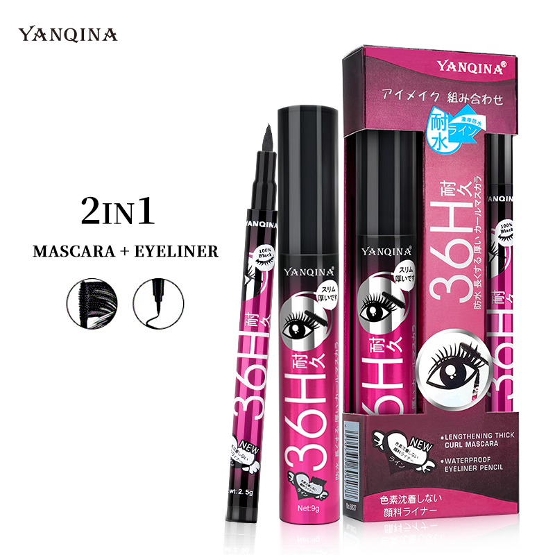 （COD）Kombinasi Maskara Eyeliner 2 pcs Perangkat Makeup 36H Tahan Air Tanpa Noda mascara waterproof mascara ql mascara alis mascara