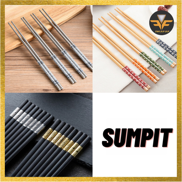 Sumpit Melamin Kayu Stainless Sepasang Sumpit Anti Lengket Anti Panas Anti Karat Serbaguna Anti Licin Elegan Premium TERMURAH TERLARIS