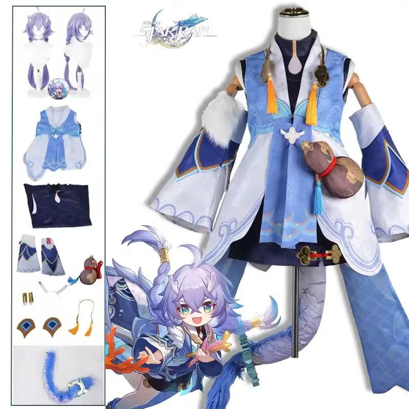Game Honkai Star Rail Bailu Cosplay Costume full Set With Textured Fabrics Accessories Bai Lu Cospla