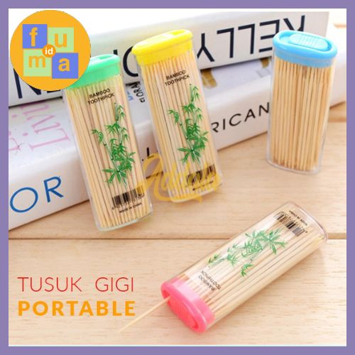 Tusuk Gigi Tempat Model Korek isi 50pcs / Tusuk Gigi Bambu Portable Model Saku / Tusuk Gigi Wadah Mini / tusuk gigi tempat bambu kecil