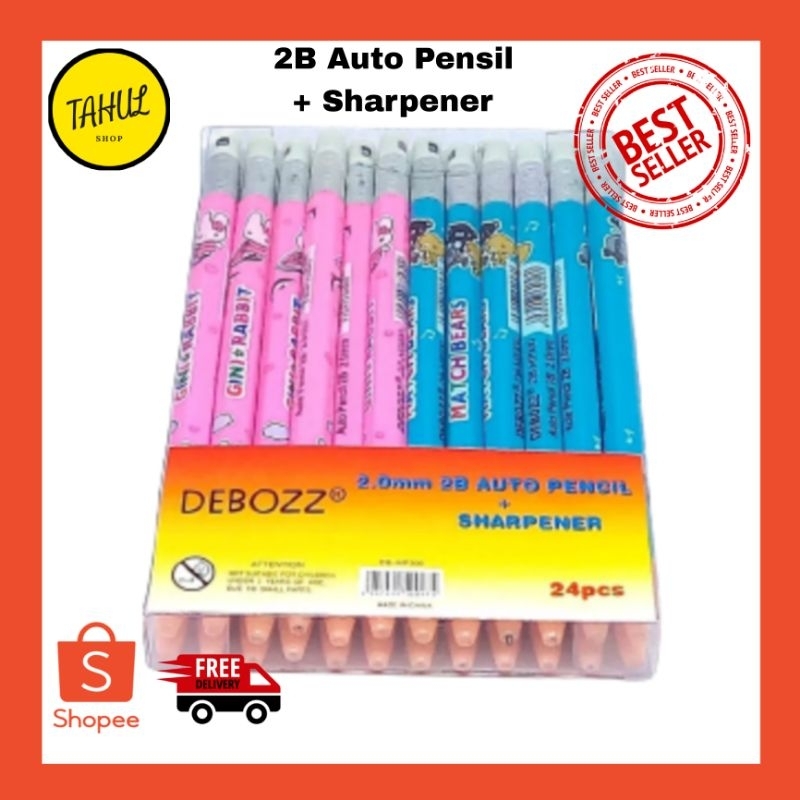 

Pensil Mekanik isi besar Debozz / 2.0 mm 2B Auto Pensil + Sharpener ( Rautan )