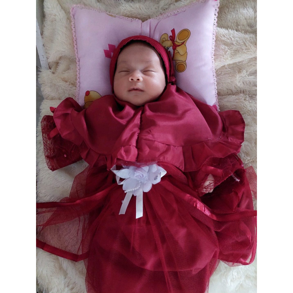 Gaun Pesta Mewah Anak Warna Marun Dress Bayi 6 12 Bulan Korea Style Import Gaun Tutu Mewah Megar Baju Bayi Newborn Pesta Maroon Natal Baptis Aqiqah Gamis Bayi NB