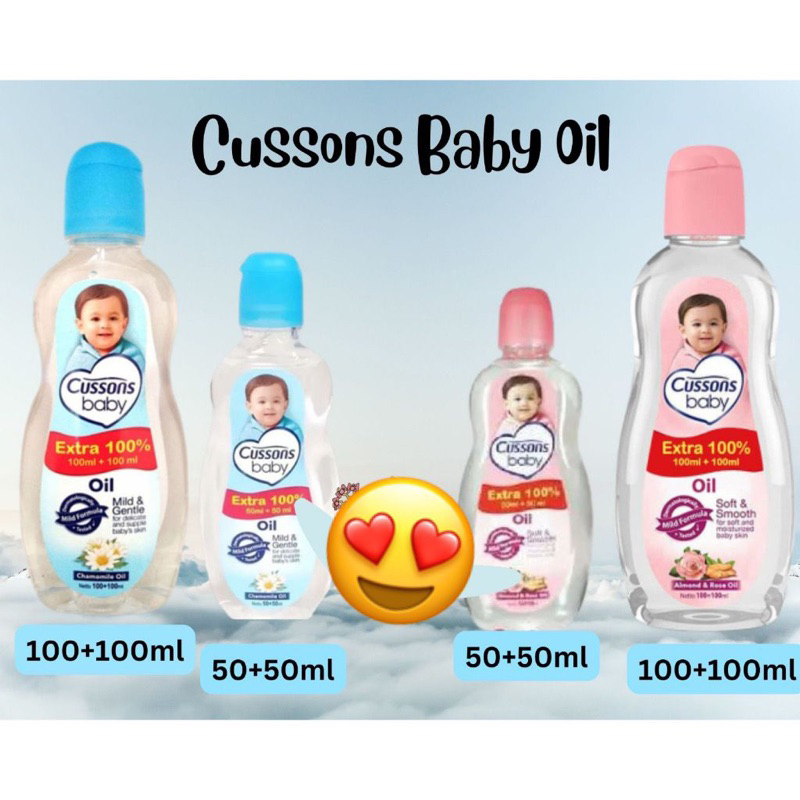 Cussons Baby Oil 50ml+50ml 100ml+100ml/cusson baby oil Cussons Oil Mild gentle Oil Soft smooth melembabkan kulit bayi perlengkapan mandi bayi newborn