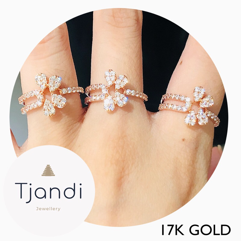 Cincin Emas 17K Model Bunga