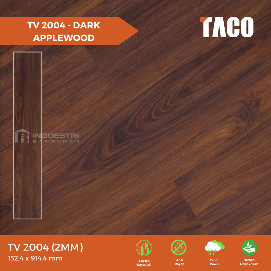 TACO Lantai Vinyl 2mm TV 2004 Dark Applewood / Lantai Motif Kayu Taco