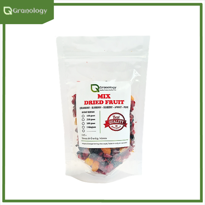 Mix Fruit 250 gram (Blueberry, Cranberry, Gojiberry, Aprikot dan Plum) by Granology