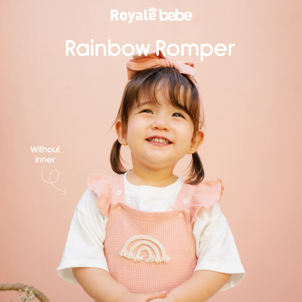 ROYALE BEBE RAINBOW ROMPER FREE HEADBAND BAJU ROMPER BAYI ANAK  0-12 BULAN