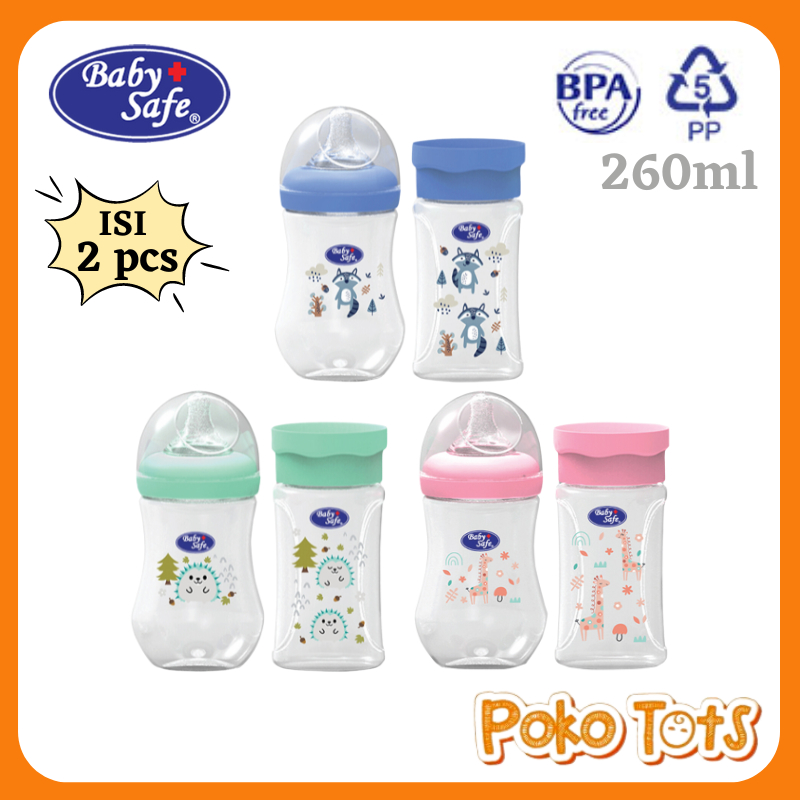 Baby Safe Feeding Bottle &amp; Food Container 260ml Isi 2pcs Botol Susu &amp; Wadah Susu Bayi WHS