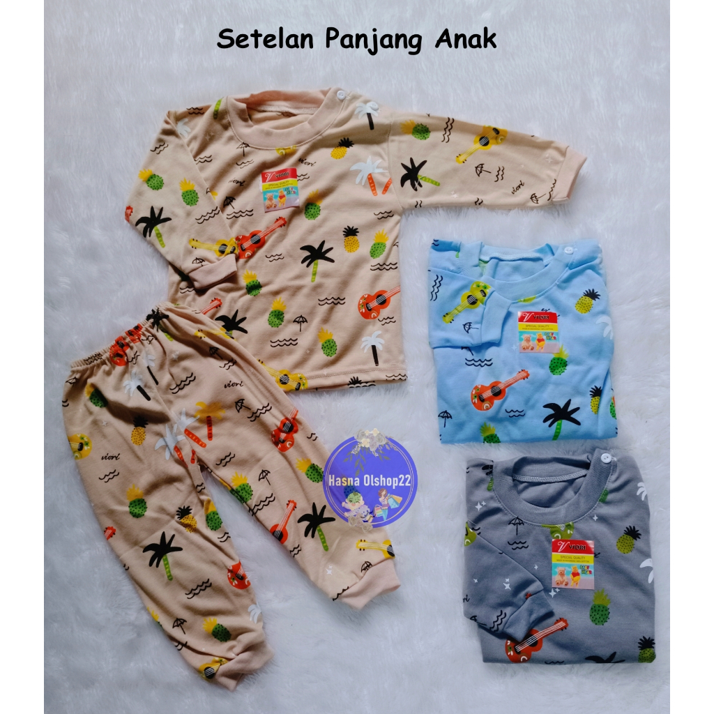 Setelan Piyama Bayi Baju Bayi Lengan Panjang Kancing Bahu