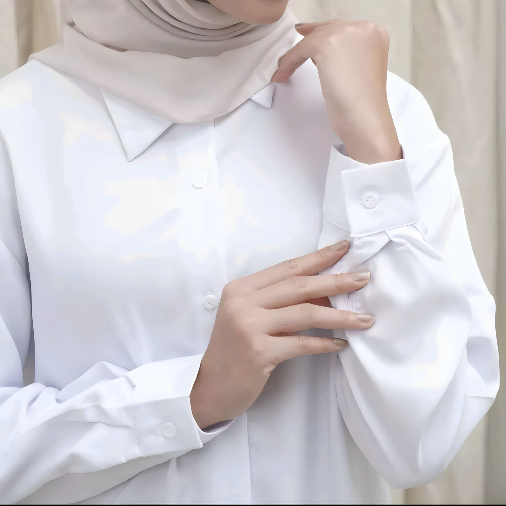 Kemeja Putih Polos Wanita / Kemeja Formal Wanita M - XXL Premium Quality