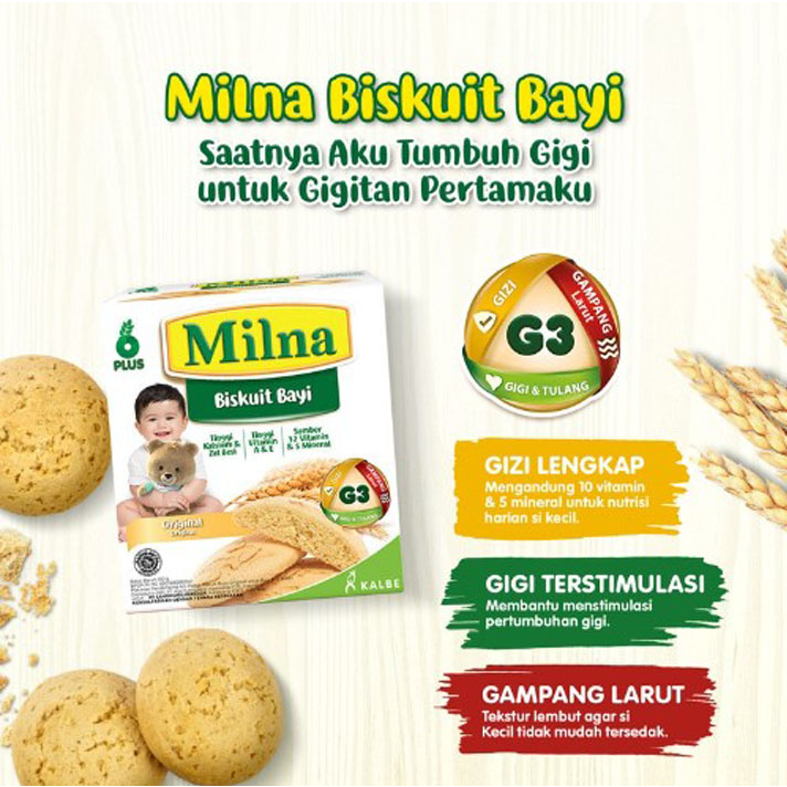 Milna Biskuit Bayi 6+ 130gr - Milna Biskuit Snack Bayi
