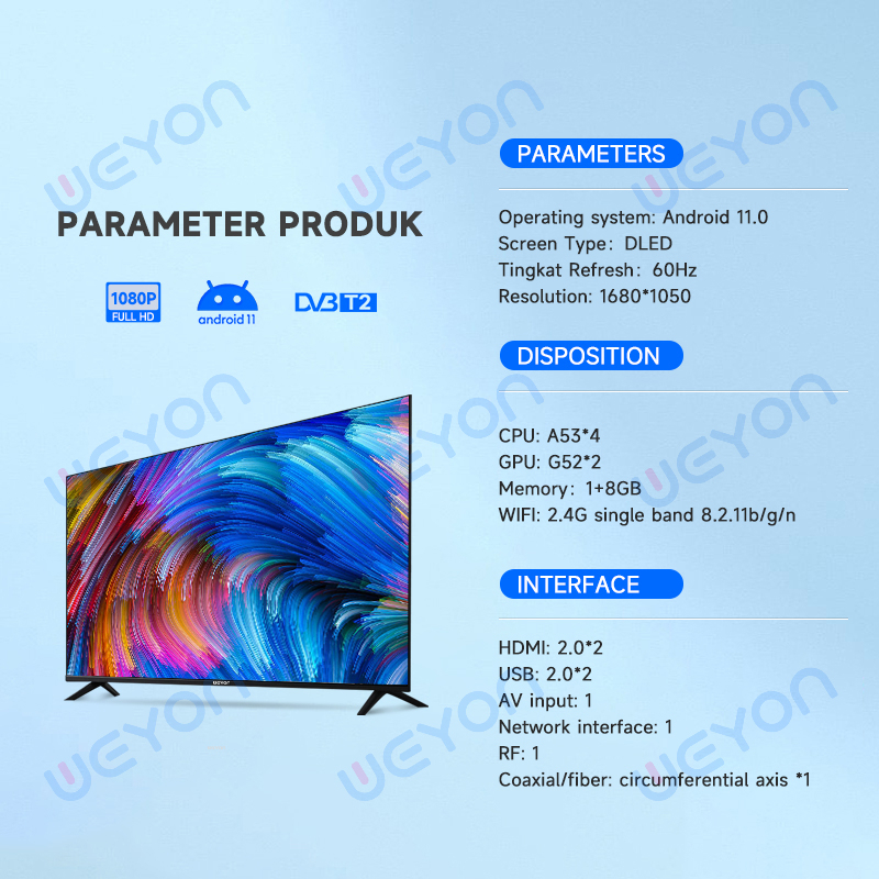 Weyon Sakura TV LED 43 inch Smart TV Digital Android 11.0 Garansi 3 tahun FHD Televisi (TCLG-S43E)