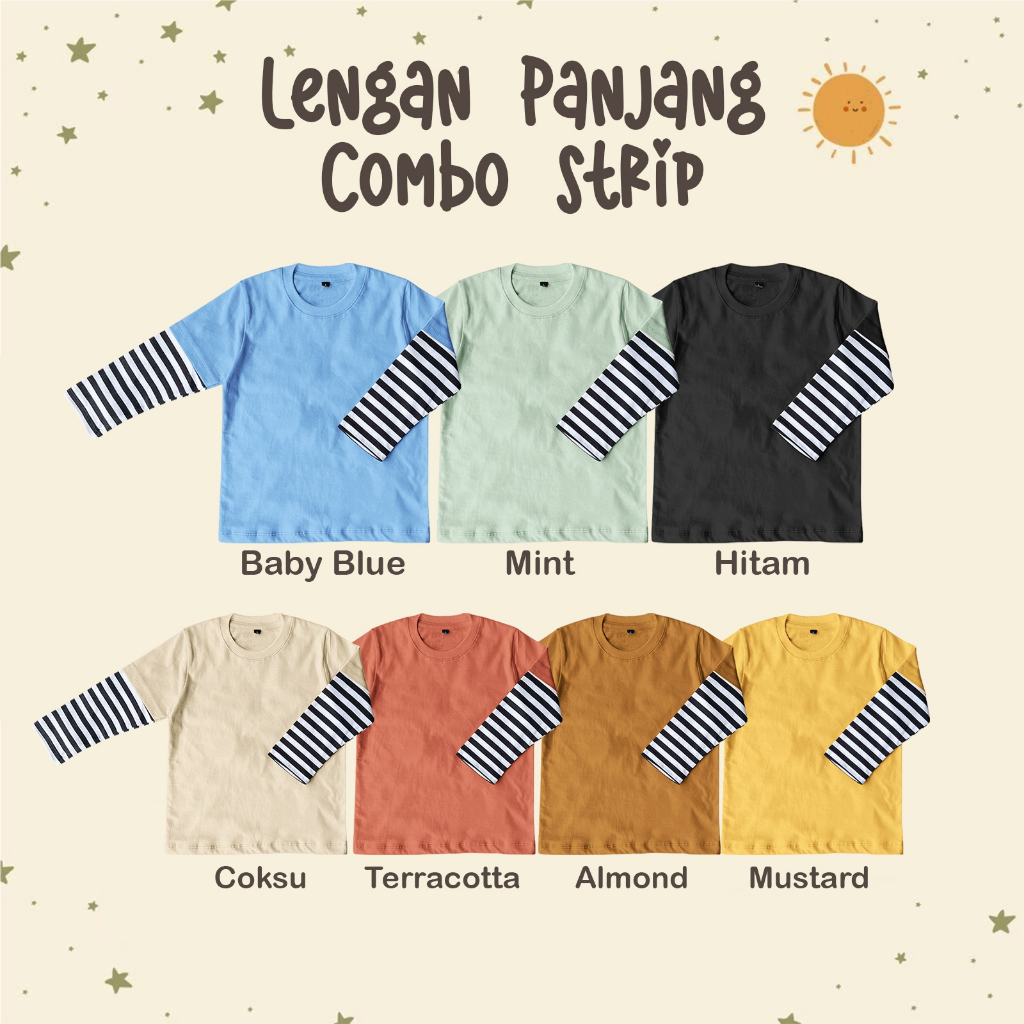 Setelan Cargo Army Atasan Lengan Sambung Salur Anak Laki-Laki 1-10 Tahun