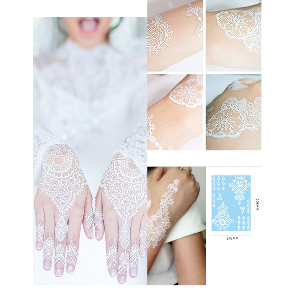 Henna tangan warna putih untuk pengantin wanita