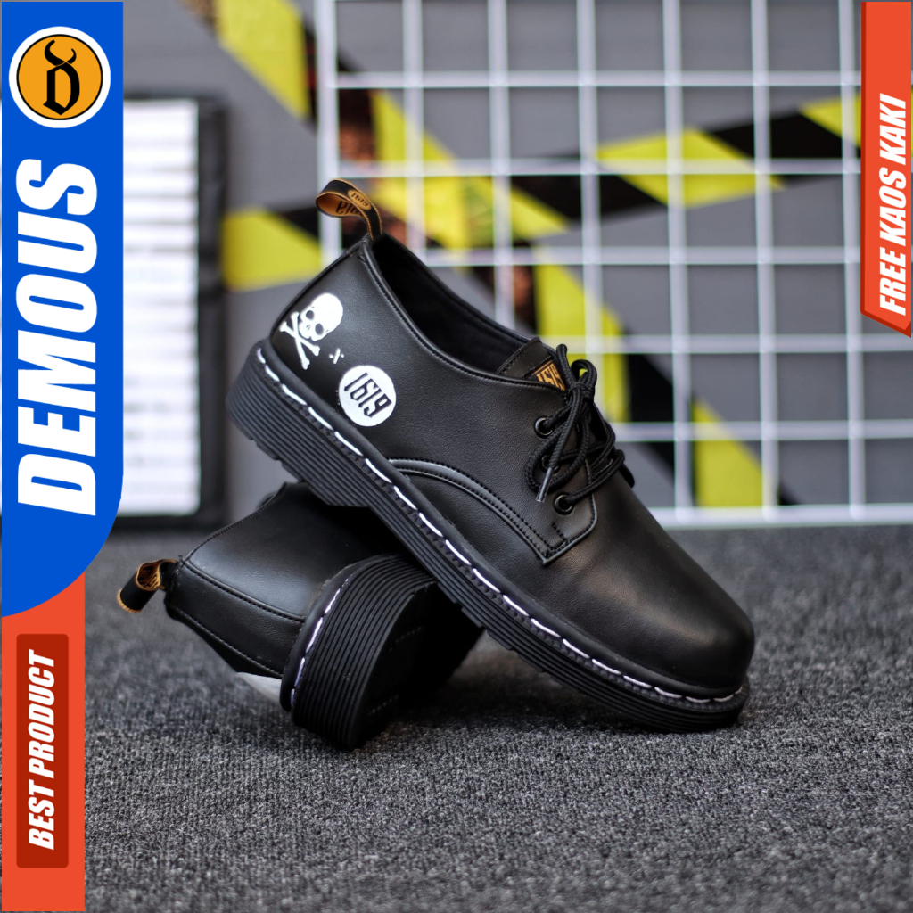 Sepatu Formal Pantofel Low Boots Docmart Hitam Kerja Pria