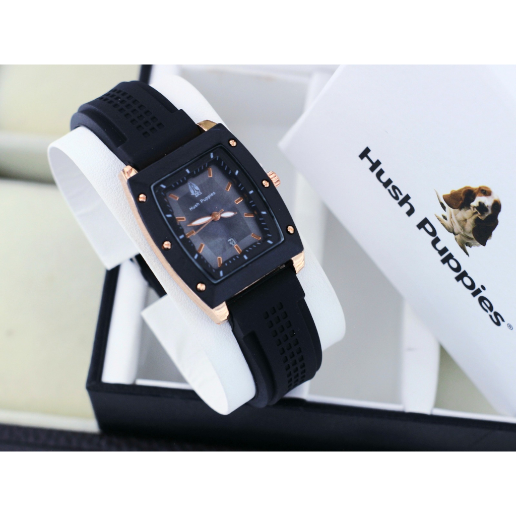 PROMO JAM TANGAN WANITA HUSH PUPPIES 2348K TALI RUBBER TERBARU FREE BOX - BISA COD