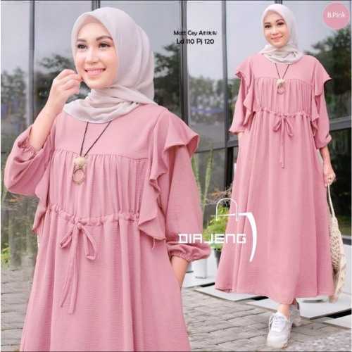 Dress Nia Midi Busui Crinkle Airflow Kekinian