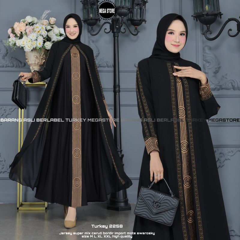 Gamis Abaya Turkey 2258 Mega Store  Longdress Busana Muslimah