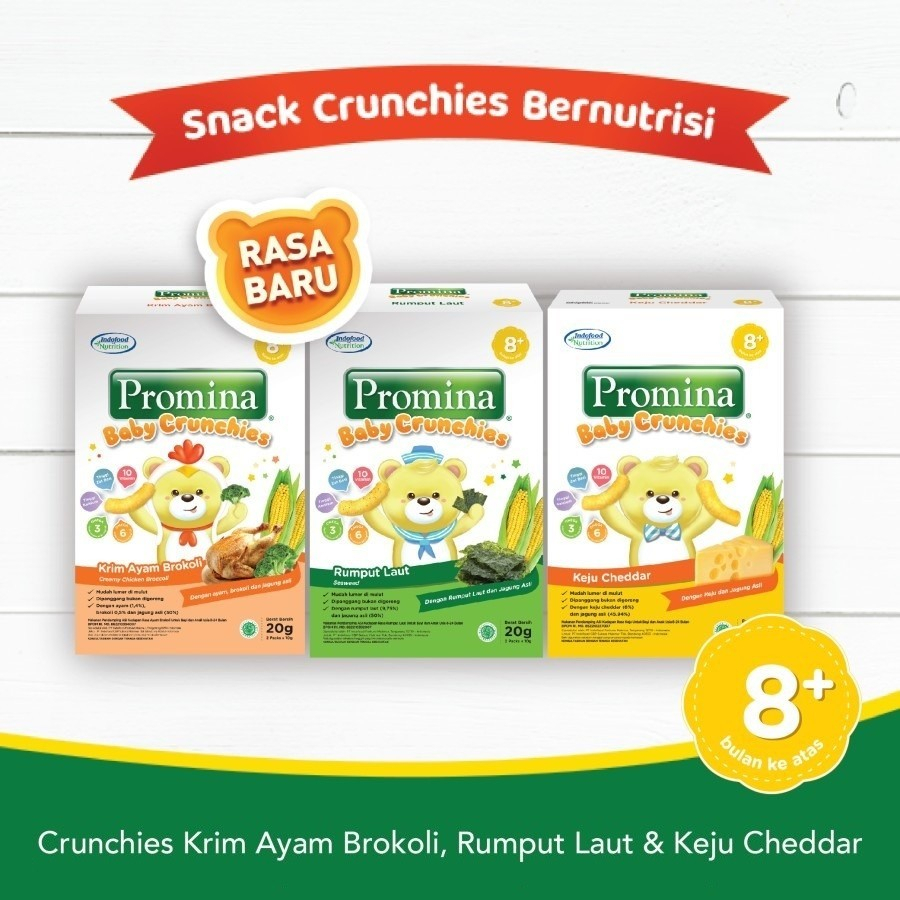 Promina Baby Crunchies Cheese/ Seaweed/ Ayam brokoli 20 gram