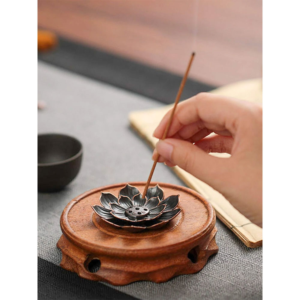 Tempat Dupa Incense Stick Holder Desain Lotus - YN002 - Bronze