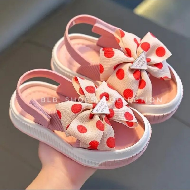 Sandal Anak Tali Belakang Import Sandal Selop pita polkadot Kekinian Sandal Karet Anak Cewek Trendy Sendal Anak Nyaman Kekinian