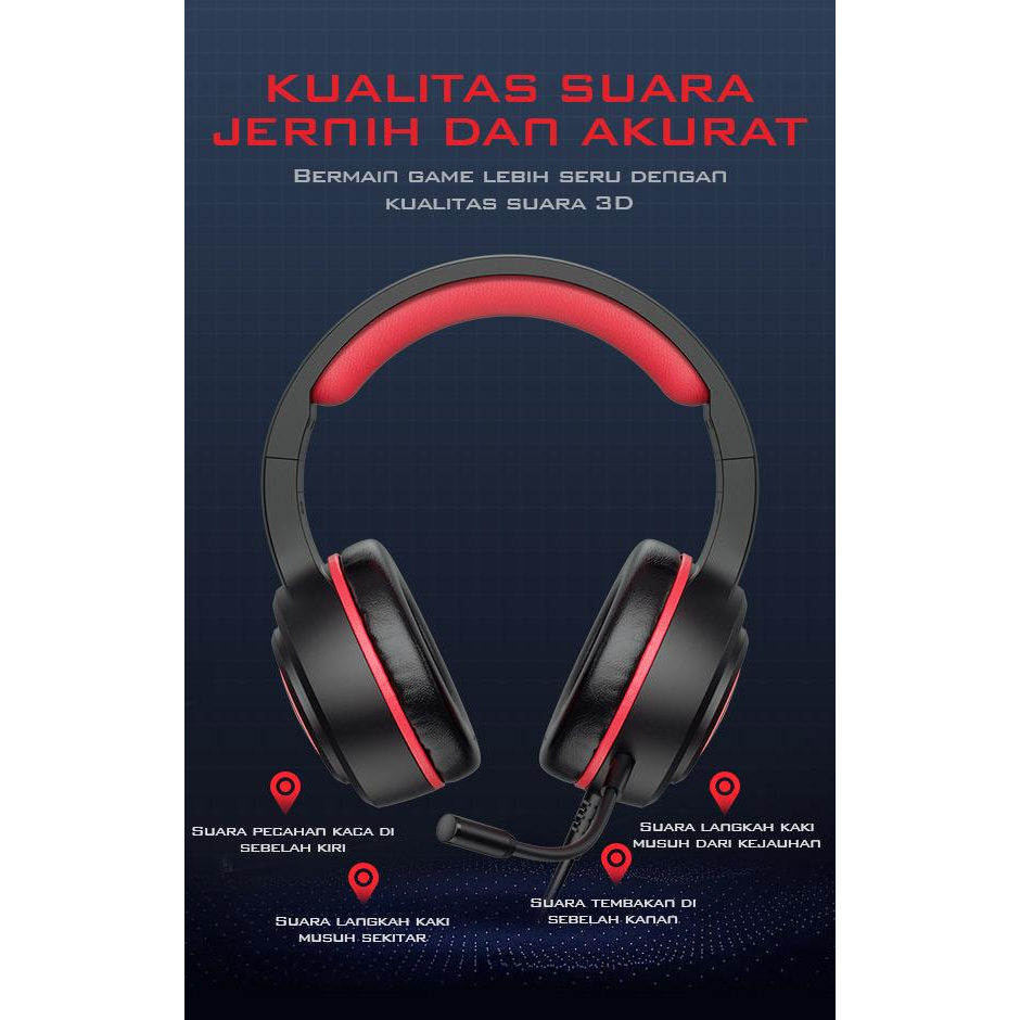 GAMEN GH100 Gaming Professional Headset / Earphone / Headphone Gaming 3D Sound With Mic For PC / Handphone