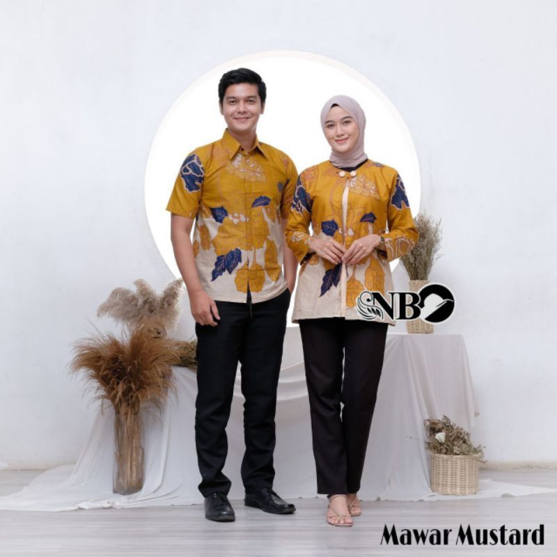 COUPLE ATASAN BATIK KEMEJA TUNIK DAN HEM BLOUSE BATIK KANTOR SERAGAMAN BATIK MODERN INTERNATIONAL COUPLE