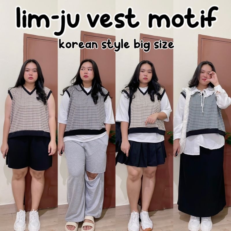 LIM-JU VEST MOTIF KNIT JUMBO BIG SIZE OVERSIZE