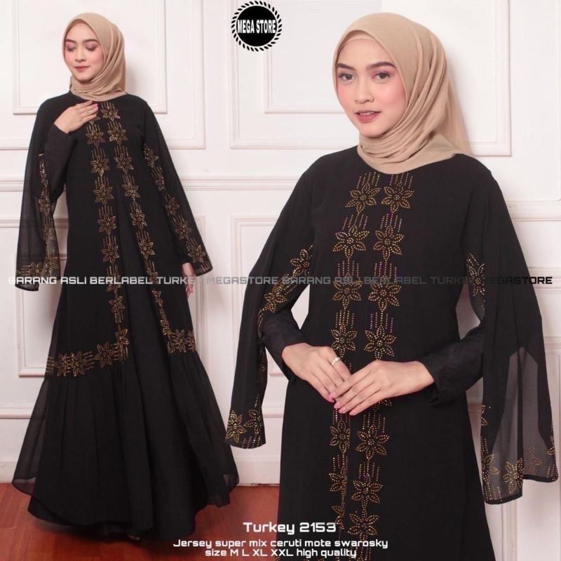 Gamis Abaya Turkey 2153 Mega Store Longdress Busana Muslimah