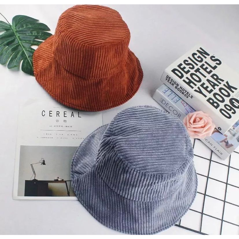 (COD)Topi Bucket Unisex Bahan Corduroy Import / Bucket Hat Dewasa Pria Wanita Viral Premium Quality