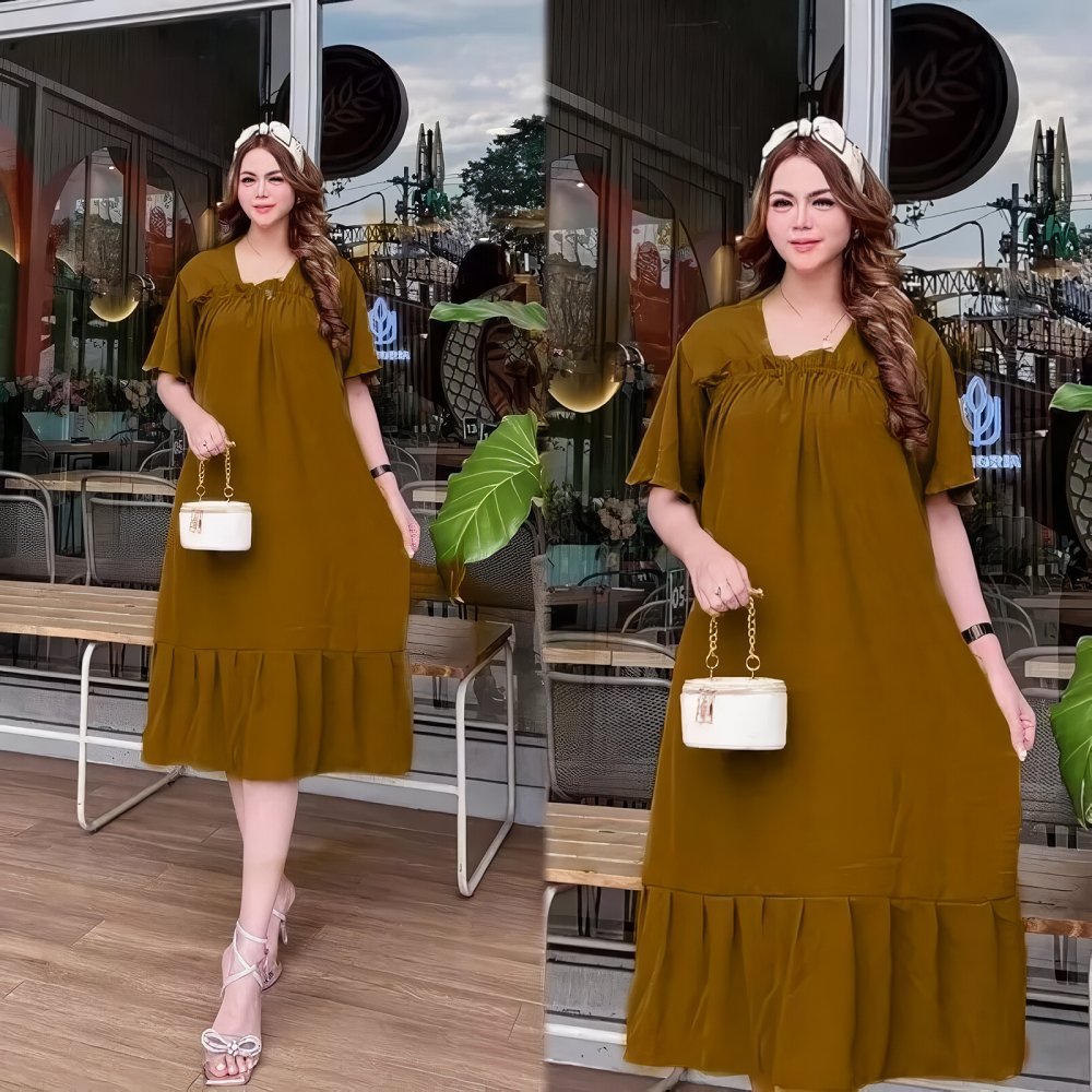 DRESS FUJI BAHAN CRINCLE AIRFLOW / HOMEDRESS LAURA KERUT PREMIUM