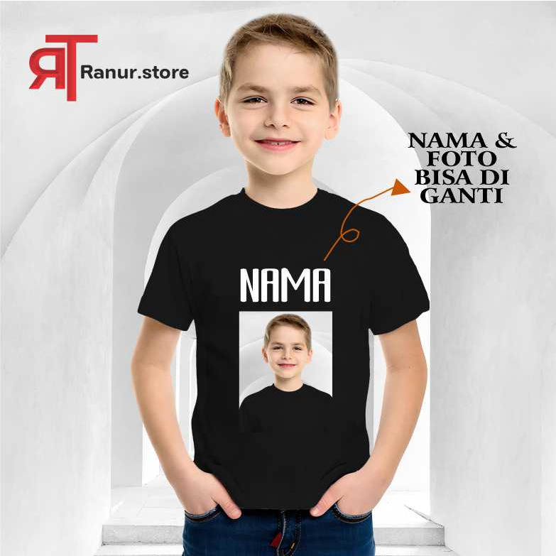 Kaos Anak- Anak Pakai foto dan nama/Kaos polos pakai Nama/ Kaos Murah bisa request foto dan nama