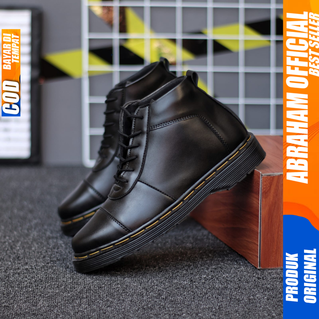 Sepatu Formal Pantofel Boots Docmart Casual Kerja Hitam Pria