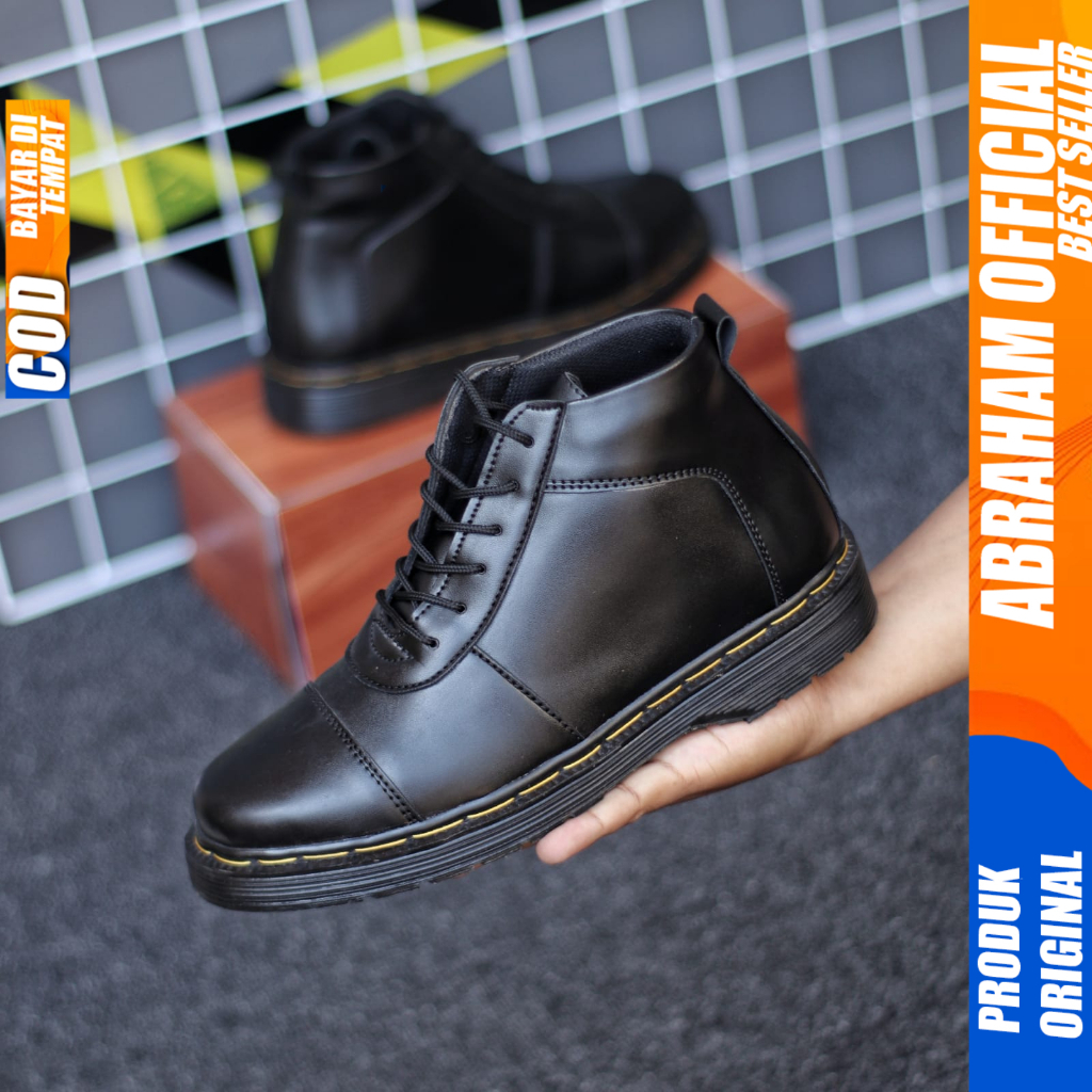 Sepatu Formal Pantofel Boots Docmart Casual Kerja Hitam Pria