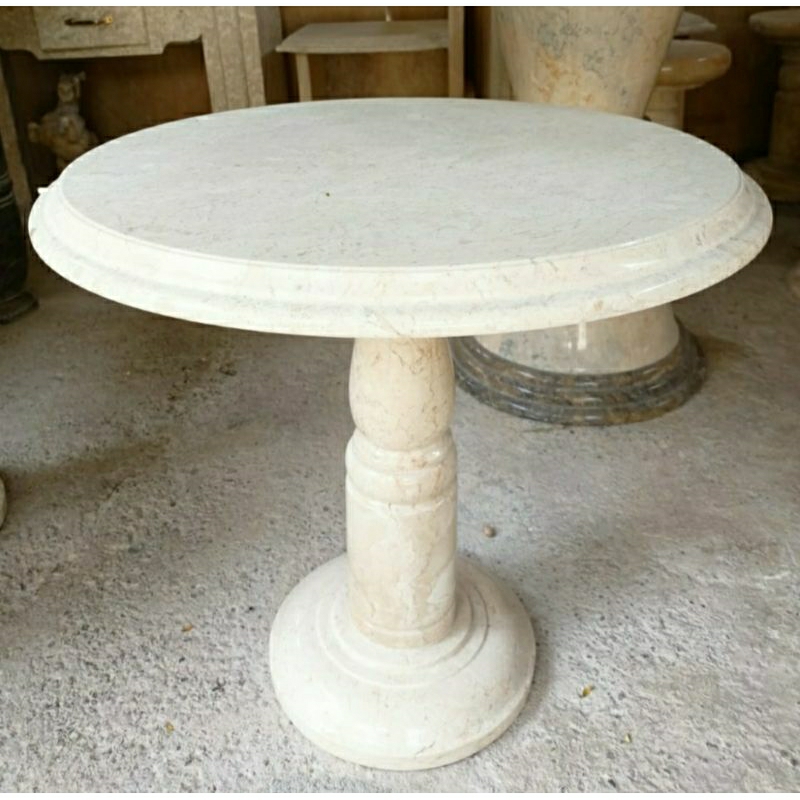 Meja Makan Bundar Batu Marmer