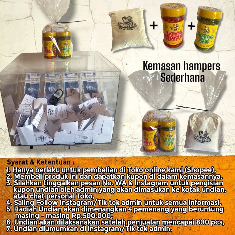 

Hampers sederhana paket 2 sambel siap makan + tepung crispy serbaguna.