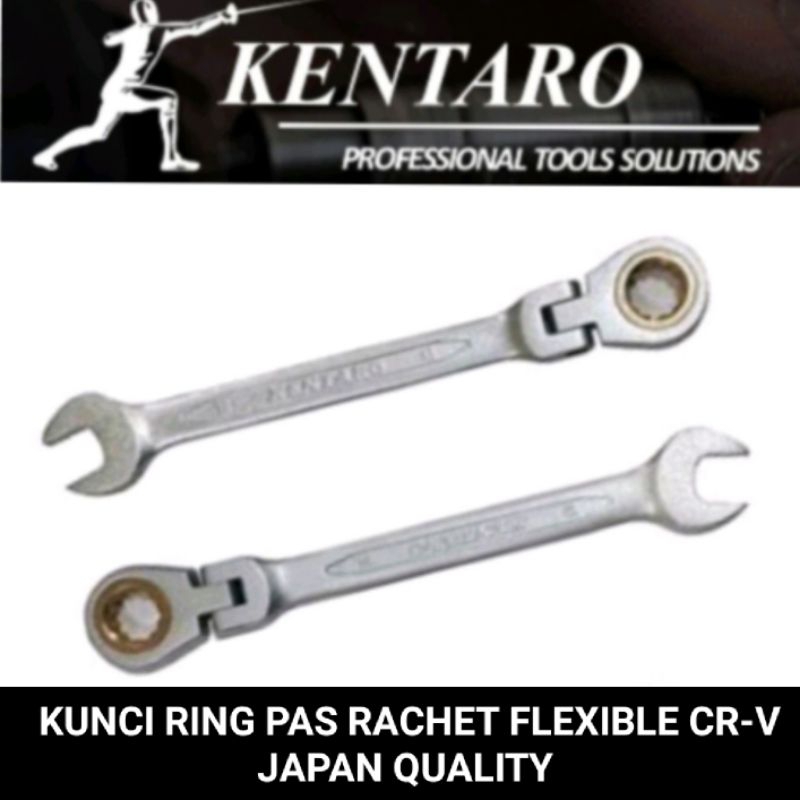 KUNCI RING PAS 14MM RACHET FLEXIBLE CR-V HEAVY DUTY KENTARO JAPAN