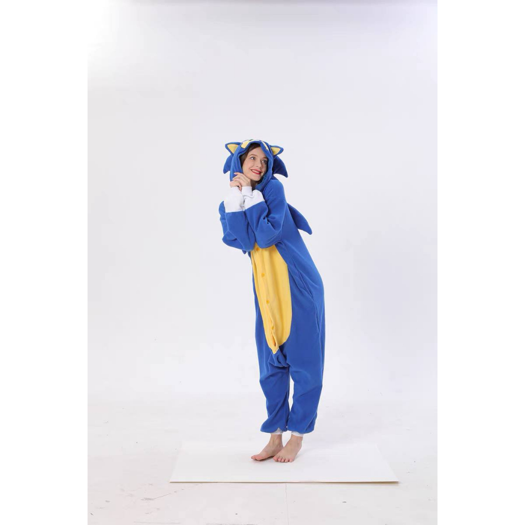 BAJU ONESIE KOSTUM SUPER SONIC THE HEDGEHOG LANDAK BIRU PIYAMA KIGURUMI