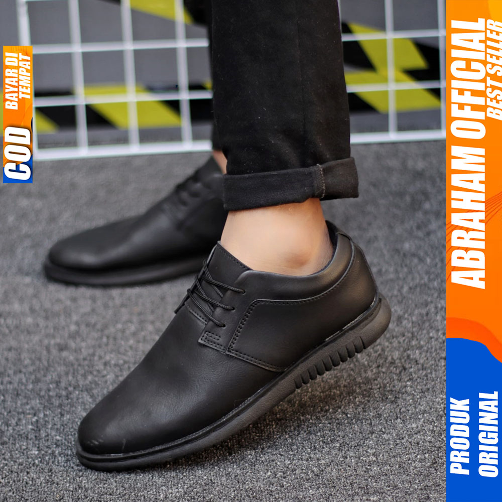 Sepatu Formal Pantofel Casual Kerja Hitam Pria Abraham