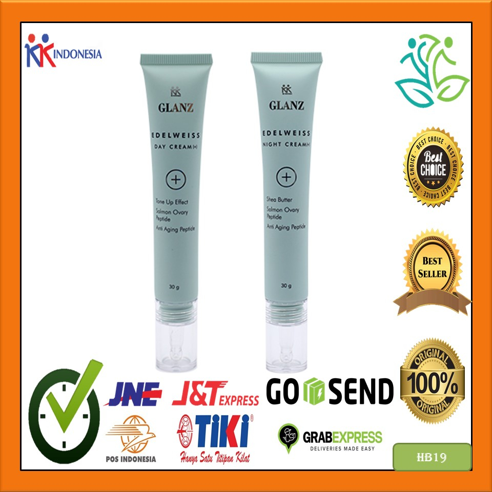 Glanz Edelweiss Day Cream & Night Cream Krim Wajah Siang Malam Pelembab Kulit KK Indonesia Original