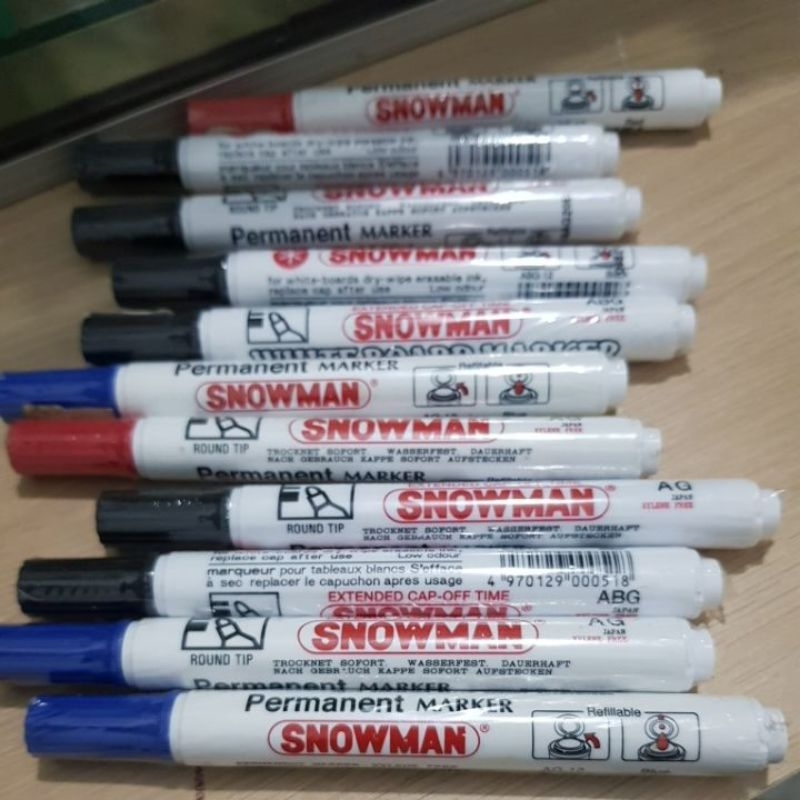 Snowman White Board / Permanent Marker / Spidol Besar warna Merah Hitam Biru
