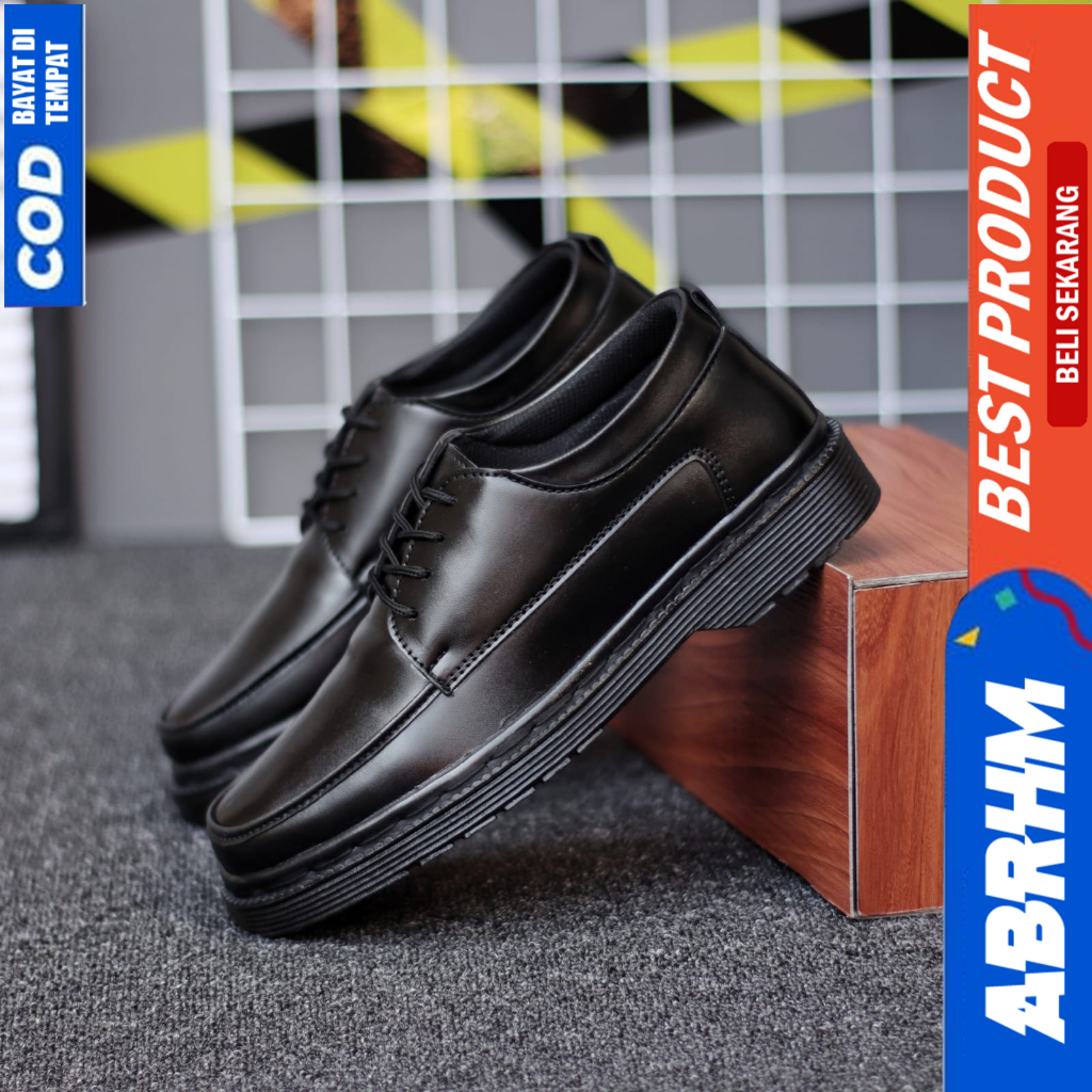 ABRHM Sepatu Formal Pantofel Docmart Low Boot Kerja Hitam Pria