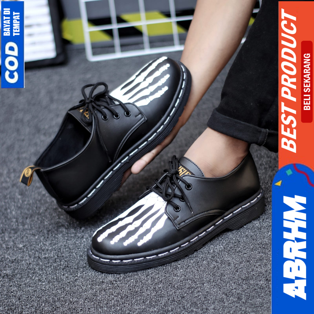 ABRHM Sepatu Formal Pantofel Docmart Low Boot Hitam Casual Kerja Pria