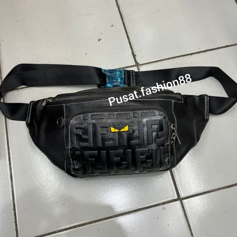 Tas waistbag pria fendi ori leather import tas waist bag pria