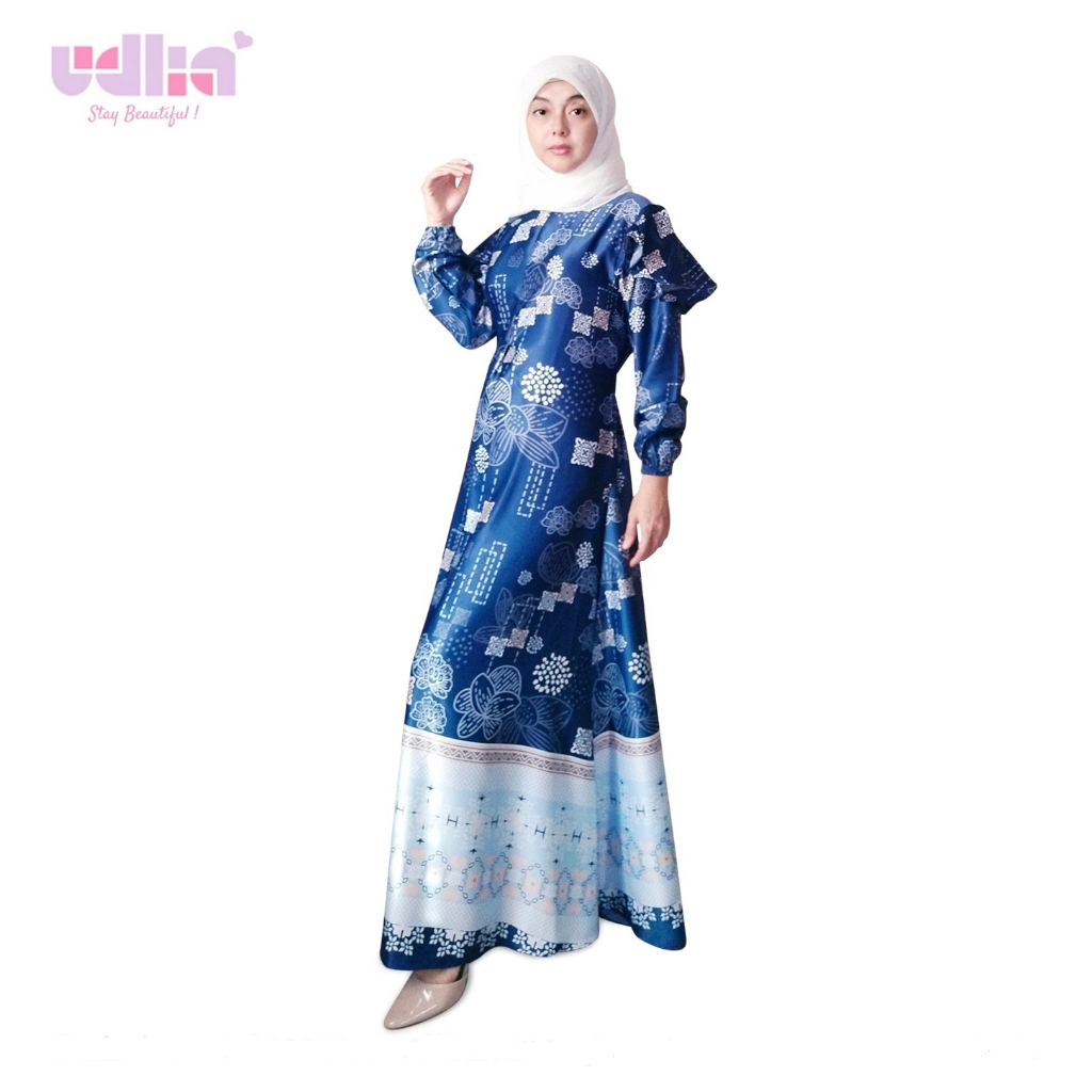 Udlia Gamis Pesta Lebaran Silk Katya Blue Silver