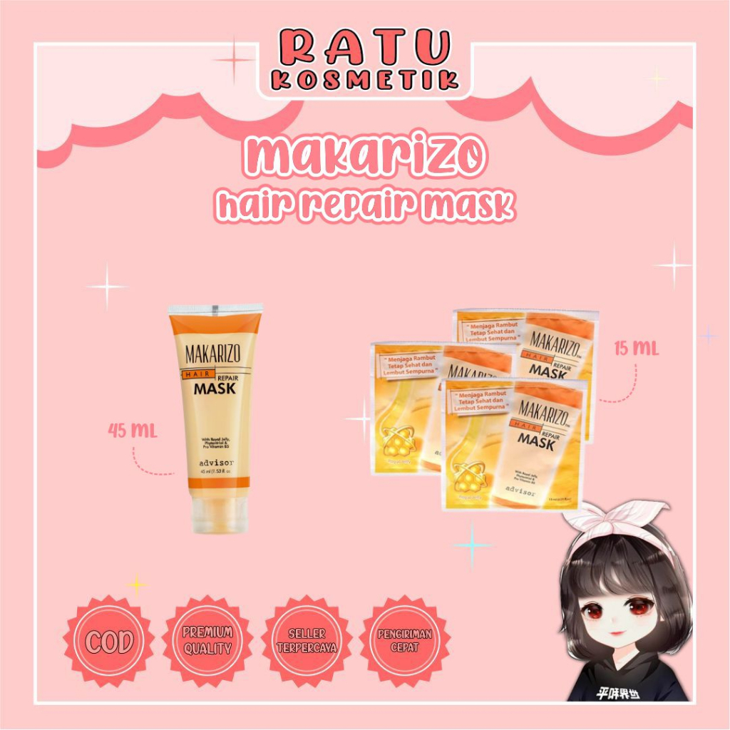 ❤ RATU ❤ Makarizo Repair Hair Mask Sachet, Tube | Masker Rambut Untuk Rambut Rusak (✔️BPOM)