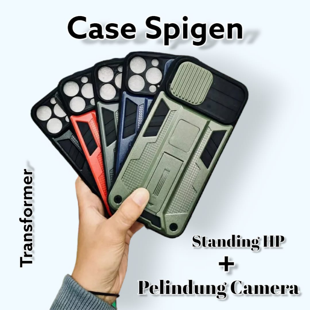Case Spigen Robot  Standing hp + pelindung sled camera ALL TYPE GALAXY A02/M02/A31/A51/A32 4G/A72/A5